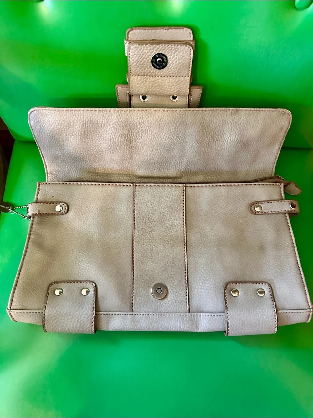 Chinese Laundry Taupe Vintage Buckle Clutch - Picture 9 of 10